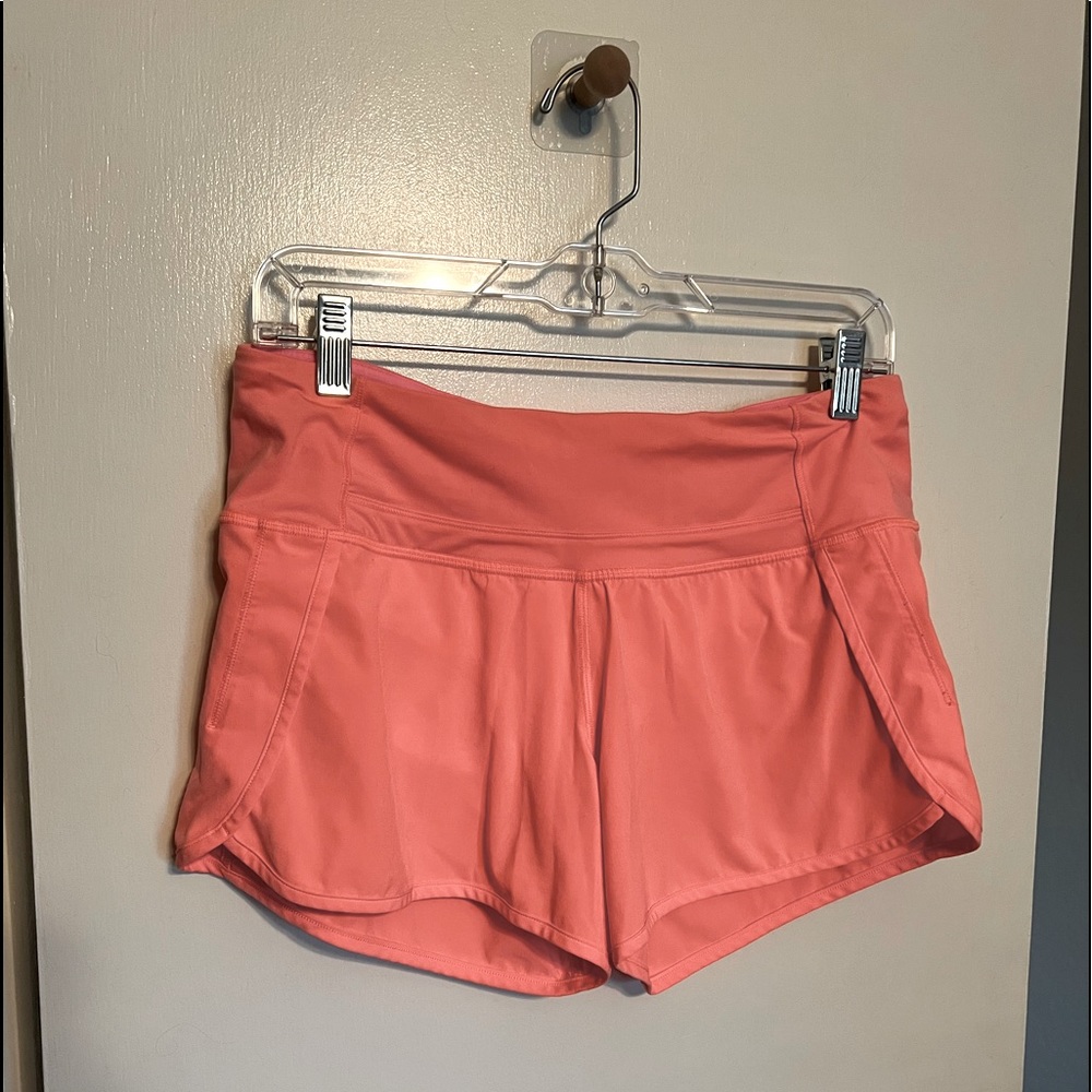 Lululemon speed up 4 inch inseam size 6 pink/coral